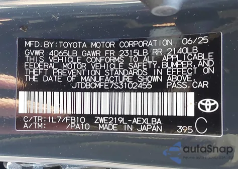 2025 Toyota Corolla Hybrid Le z USA, uszkodzony, nr VIN JTDBCMFE7S3102455